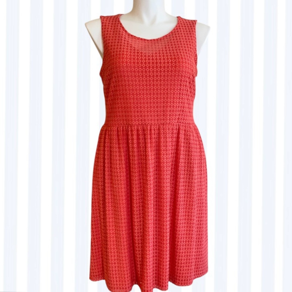 Apt. 9 Deep Coral Eyelet Midi Dress Sz.1X